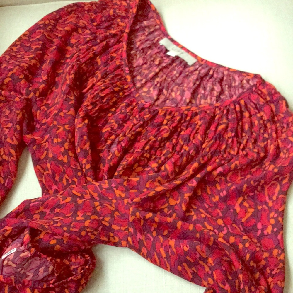 🔥ANN TAYLOR LOFT BOHO Smock Peasant Top - Size L